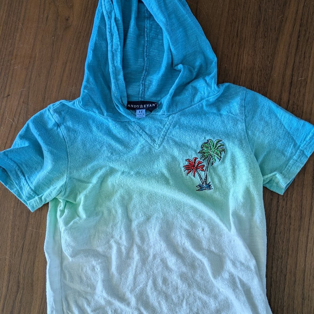 Andy & Evan Short Sleeve Hooded Island Shirt 3T